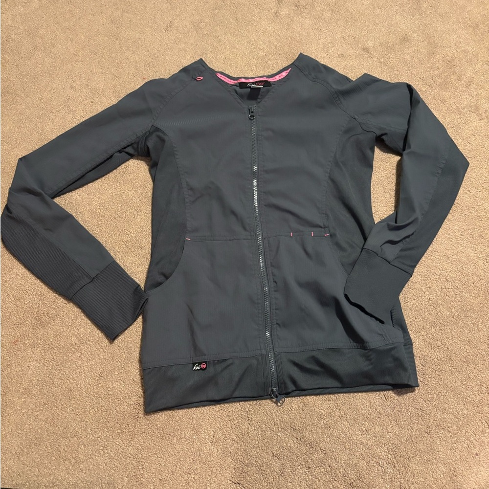 Koi Gray Zip-Up scrub Jacket size xs